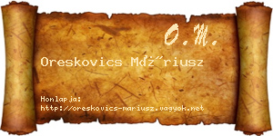 Oreskovics Máriusz névjegykártya